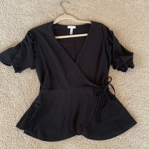 Relisted - Leith black wrap top